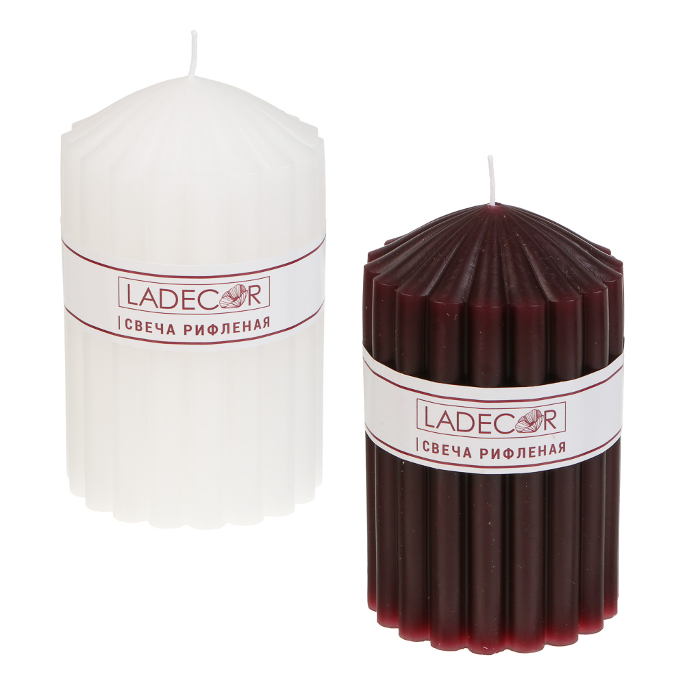 Свеча столбик тм LADECOR "Уютная осень" 7x12 см, парафин, 2 цвета, арт.№ 508-902