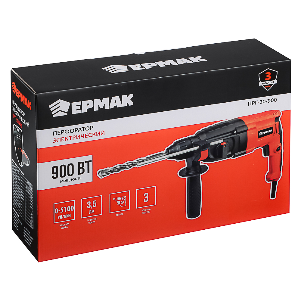 ЕРМАК Перфоратор электр. ПРГ-30/900, 900 Вт, горизонт., SDS plus (кейс), арт.№ 646-296