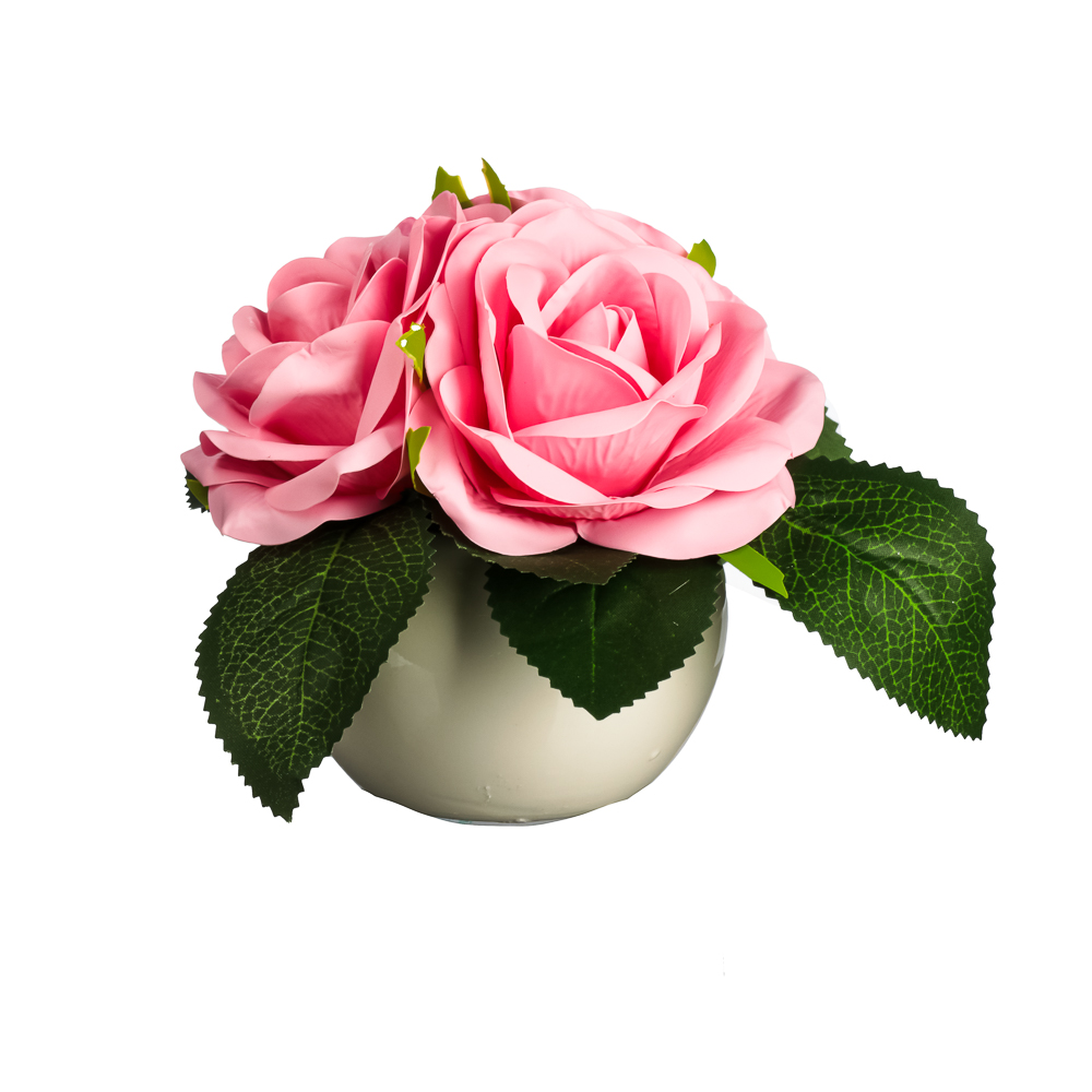 LADECOR Светильник в виде роз в керамическом горшке, 12,2x12,2x19см, 1хCR2032, 2 цвета, арт.№ 695-078