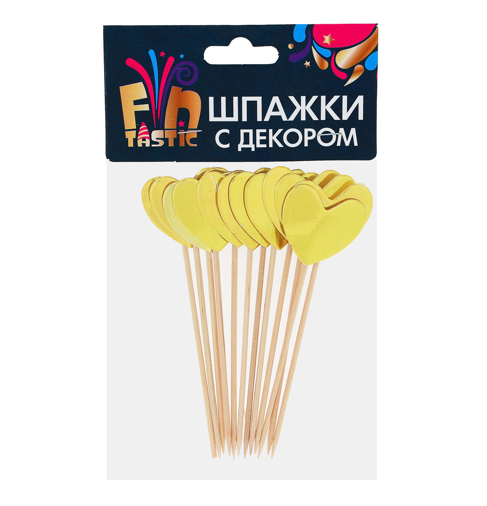 FNtastic Набор шпажек с декором, 12 шт, Сердца и звезды, 11,5 см, бумага, 4 дизайна, арт.№ 530-315
