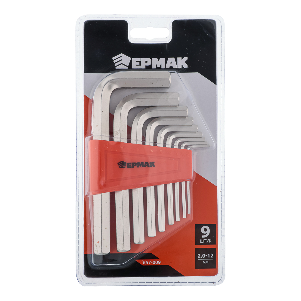 ЕРМАК Набор ключей - шестигранников 2,0-12мм, 9шт. (009), арт.№ 657-009