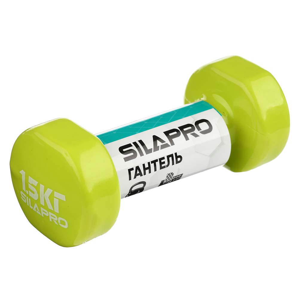 SILAPRO Гантель с виниловым покрытием 1.5кг (+-100гр), металл, арт.№ 197-006