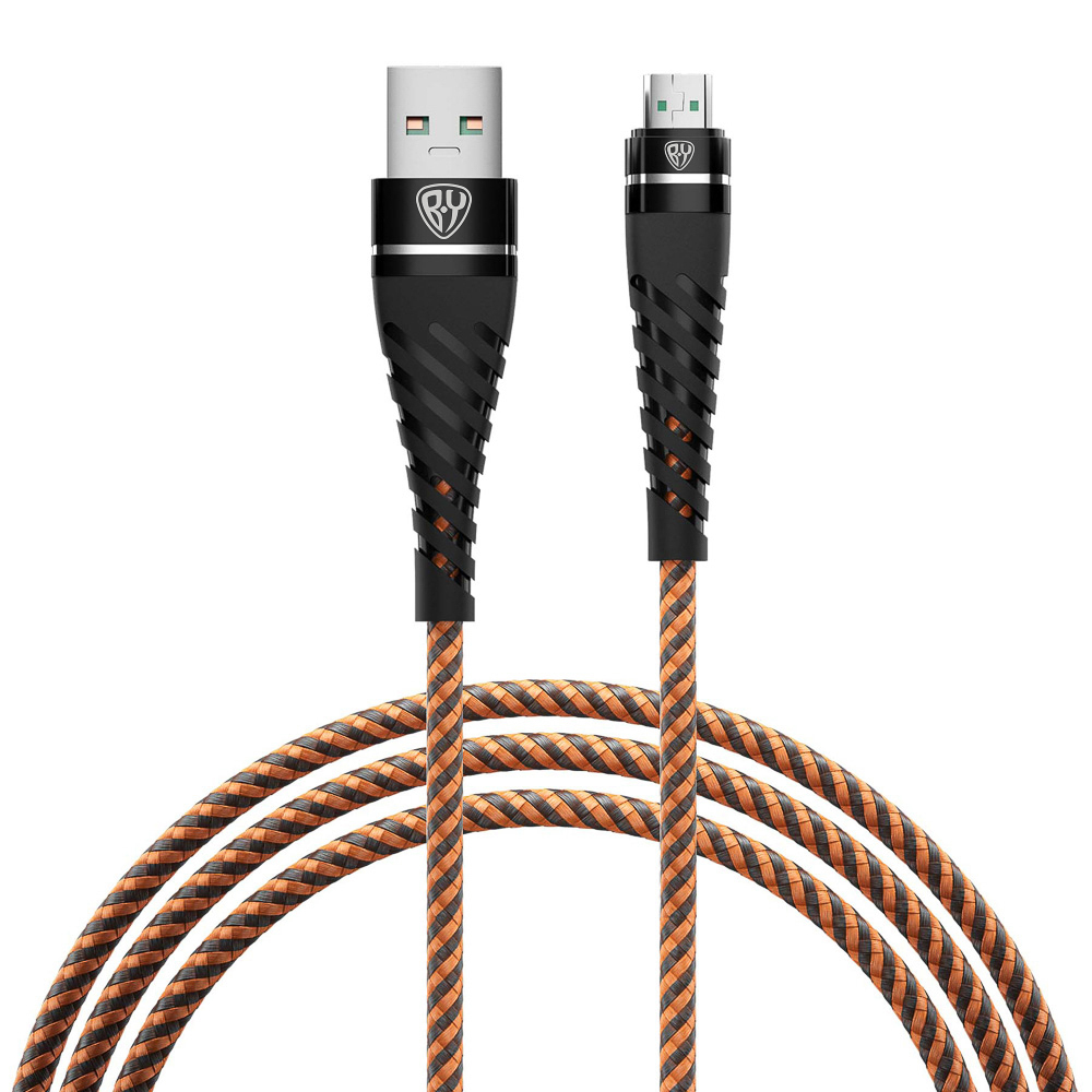 Кабель для зарядки USB(A)-microUSB BY Герои, 1м., 2.4А, быстр зар QC3.0, тканная оплётка, Кощей, арт.№ 931-398