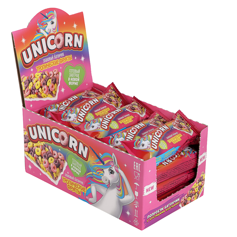 Батончик злаковый UNICORN Тропические фрукты 22 г, арт.№ 347-580