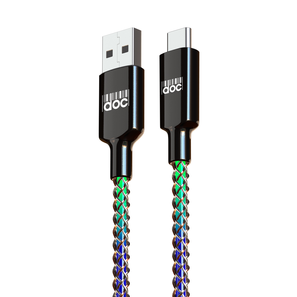 PRILUCHNIY Кабель для зарядки MAGIC LIGHT TYPE-C, 1м, 3А, Быстрая зарядка QC3.0, подсветка, арт.№ 931-409