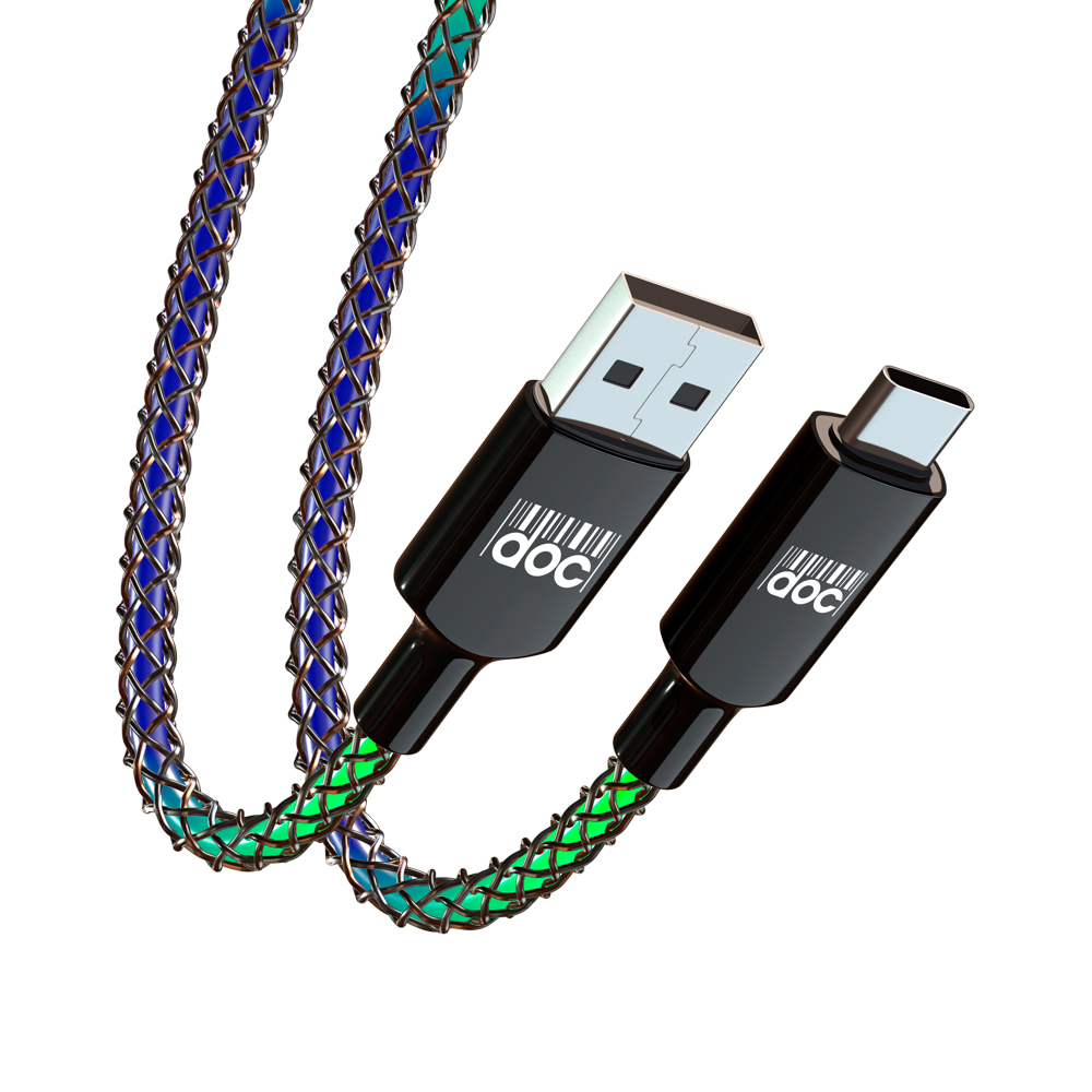 PRILUCHNIY Кабель для зарядки MAGIC LIGHT TYPE-C, 1м, 3А, Быстрая зарядка QC3.0, подсветка, арт.№ 931-409