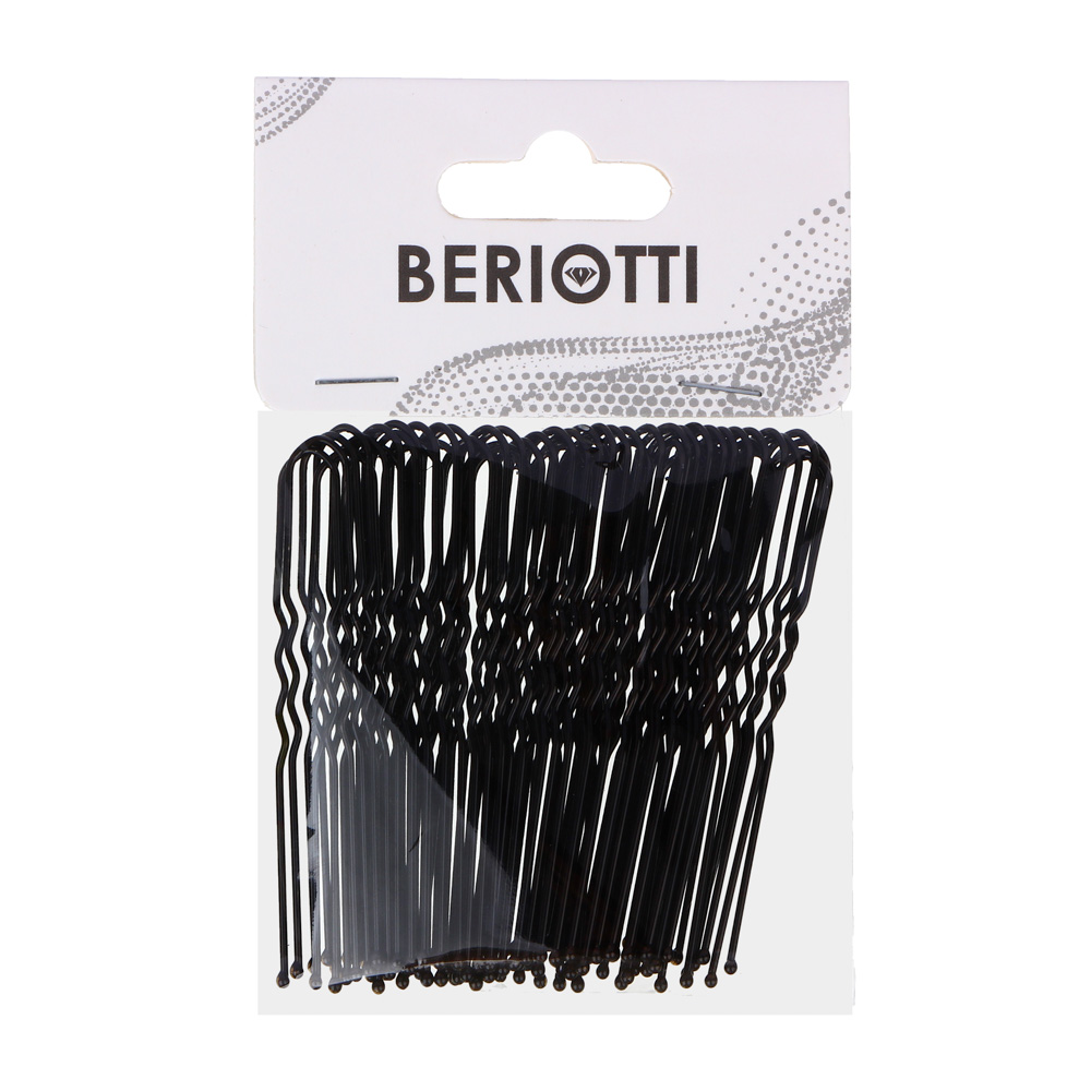 BERIOTTI Набор шпилек для волос 50шт, металл, 6см, черный, арт.№ 323-123