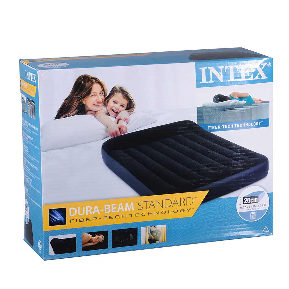 INTEX Матрас надувной с подголовником ФУЛ, FIBER-TECH, 137x191x25см, встр.электронасос, 64148ND, арт.№ 108-038