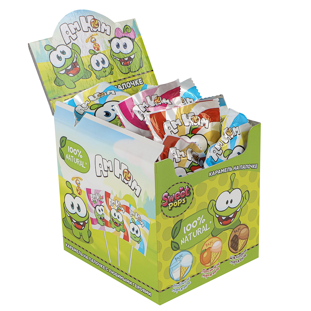 SWEET POPS Карамель круглая на палочке в ассортименте, 10 г., арт.№ 347-020