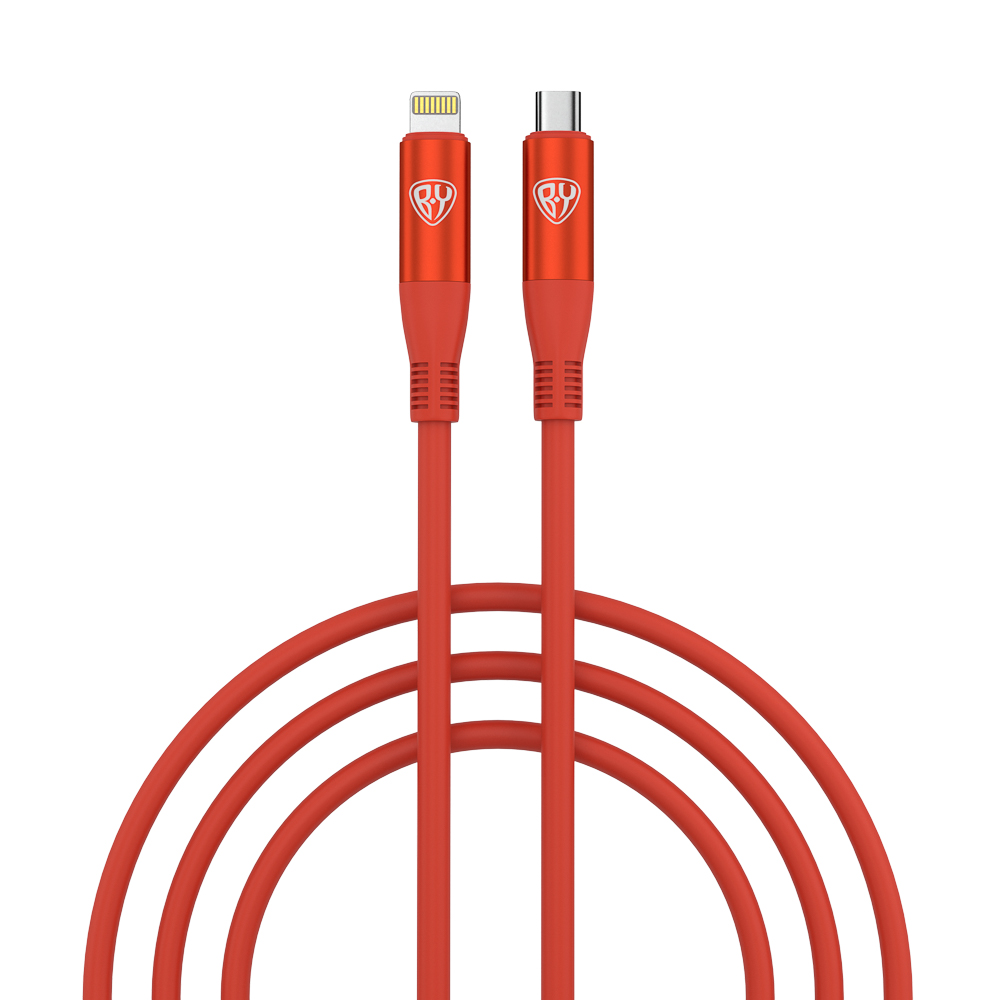 Кабель для зарядки Type C-iP BY Flexi, 1 м, 2,4 А, Быстрая зарядка 22Вт, оранжевый, арт.№ 931-372