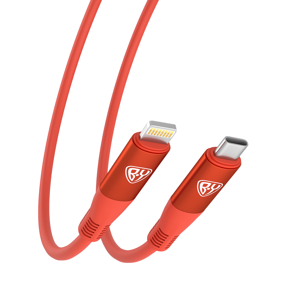 Кабель для зарядки Type C-iP BY Flexi, 1 м, 2,4 А, Быстрая зарядка 22Вт, оранжевый, арт.№ 931-372