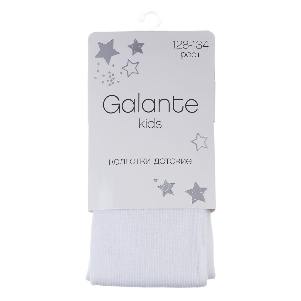 GALANTE Колготки детские, р.128-134, 80% хлопок, 15% полиамид, 5% спандекс, белый, арт.№ 048-118