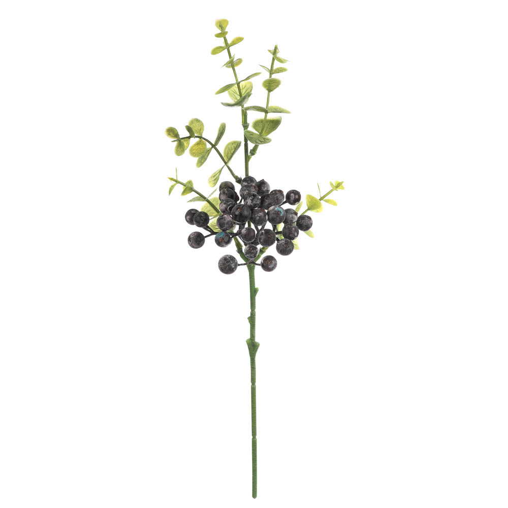 LADECOR Ветка с ягодами искусственная, 34 см, пластик, ткань, арт.№ 409-189