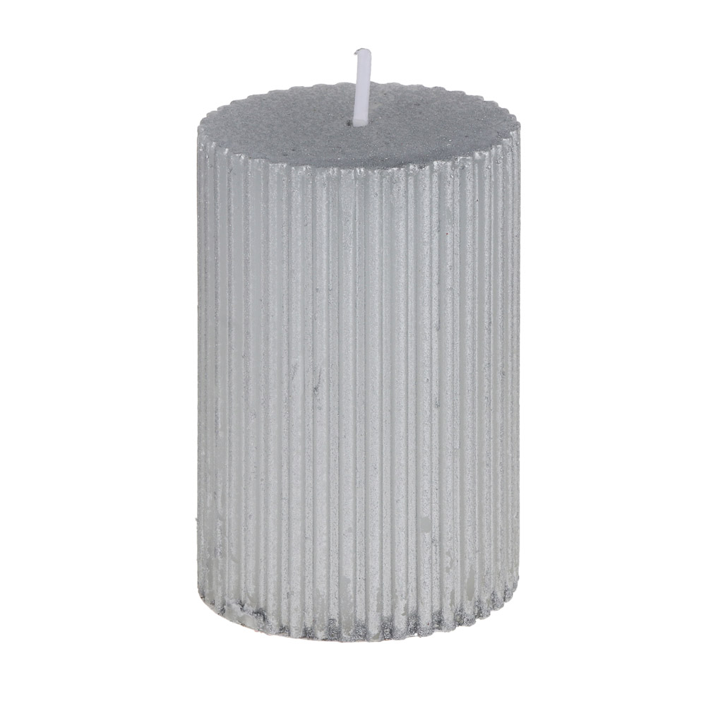 Свеча столбик тм LADECOR 5x7,5 см, рифленая, парафин, 3 цвета, арт.№ 508-918