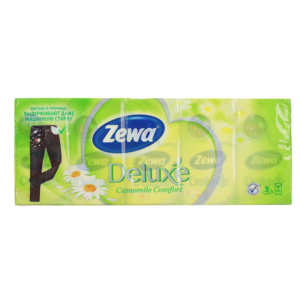 Платочки бумажные носовые Zewa Deluxe Aroma Ромашка, 10шт, арт.№ 912-039