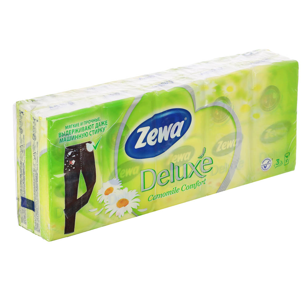 Платочки бумажные носовые Zewa Deluxe Aroma Ромашка, 10шт, арт.№ 912-039