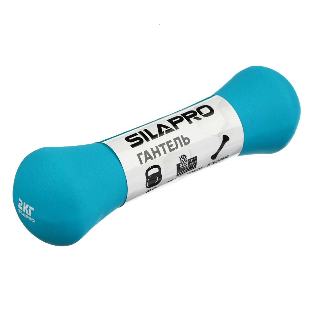 SILAPRO Гантель в форме кости 2кг (+-100гр) , металл, неопреновое покрытие, арт.№ 191-049