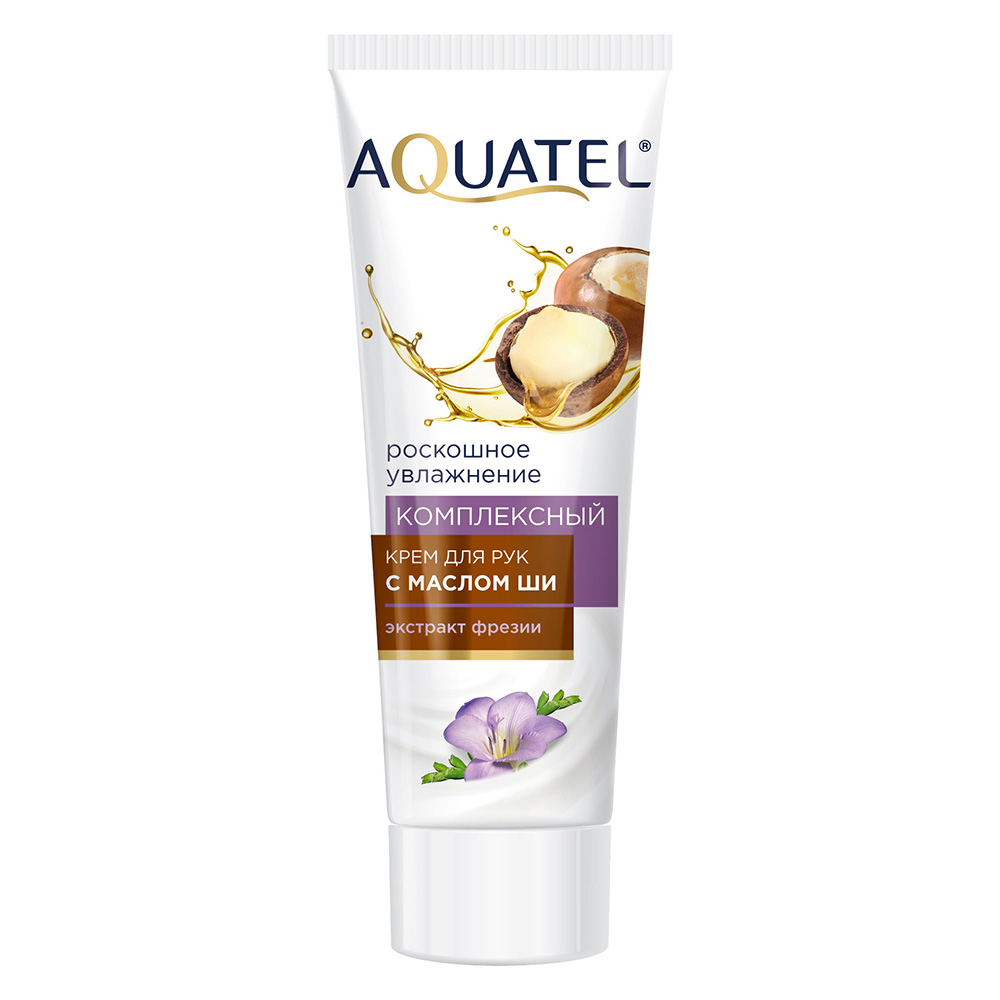 Крем для рук "AQUATEL" питательный с кокосовым маслом/с маслом ШИ комплексный,туба, 75мл, арт.№ 977-206