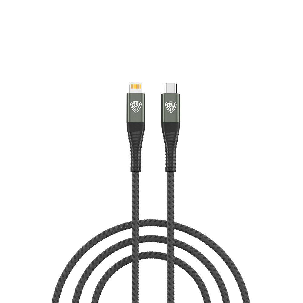 Кабель для зарядки Type C-iP BY Shark, 1м, 2,4А, быстрая зарядка PD 22Вт, серый, арт.№ 931-340