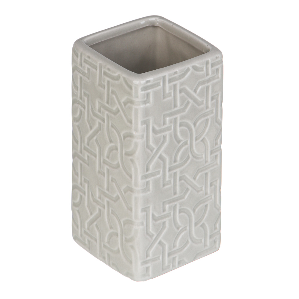 VETTA Стакан для ванной комнаты, керамика, 6x6x12,5 см, орнамент, беж, арт.№ 478-193
