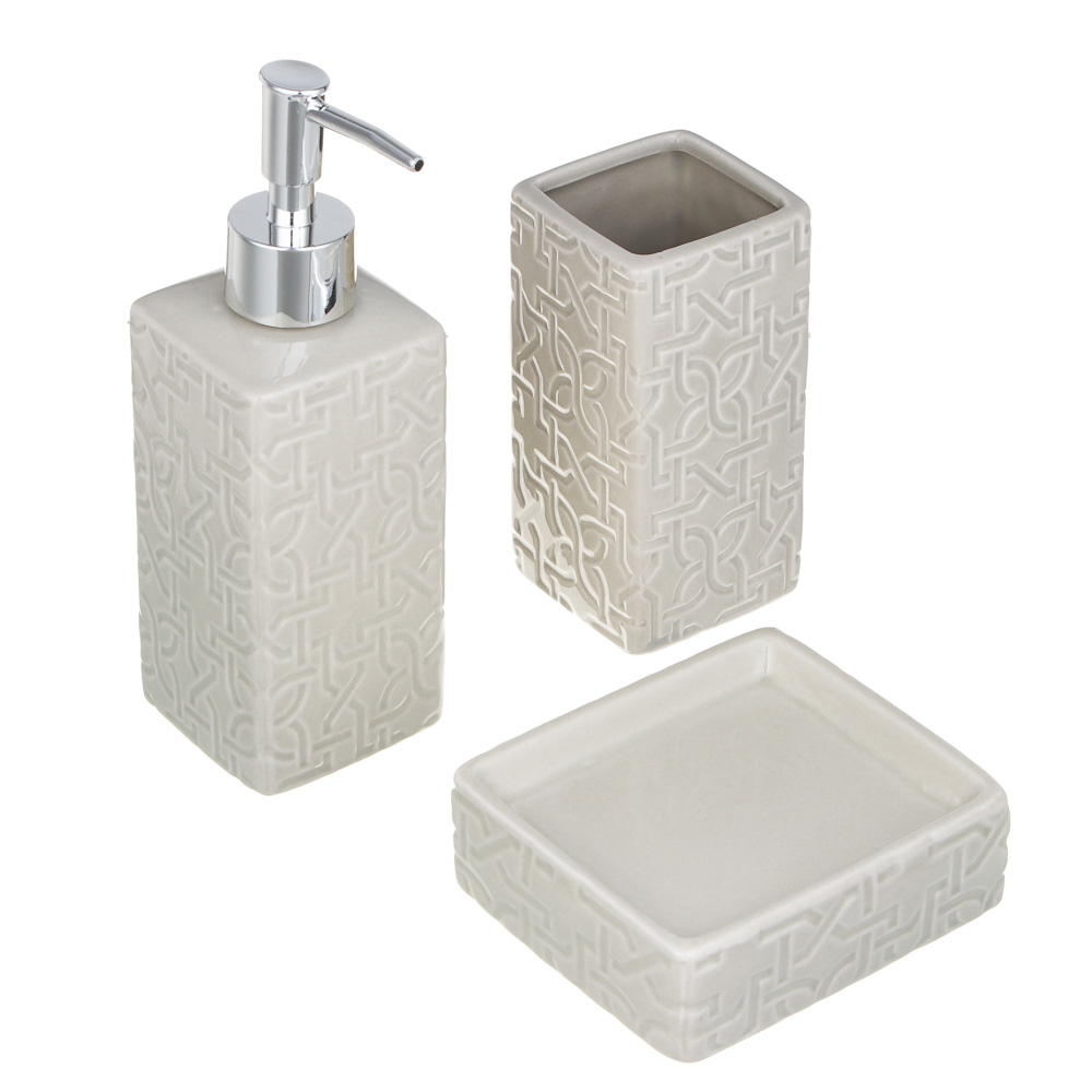 VETTA Стакан для ванной комнаты, керамика, 6x6x12,5 см, орнамент, беж, арт.№ 478-193