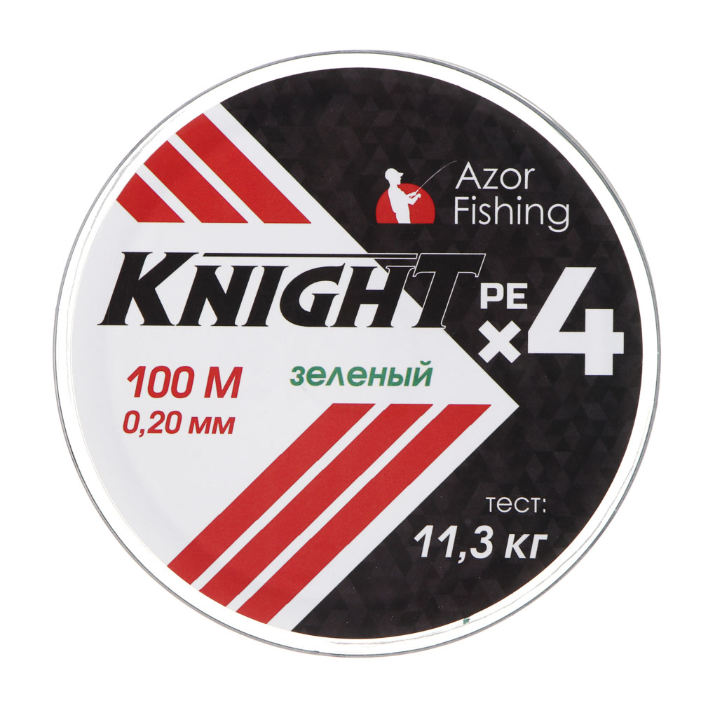 AZOR FISHING Леска плетеная PE "Найт Х4", 100м, 0,20мм, 11,3кг, зеленый, арт.№ 144-030