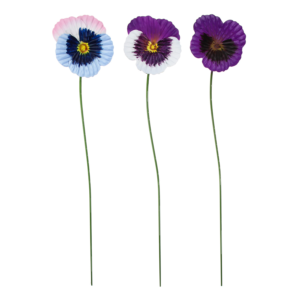INBLOOM Фигурка на стержне Анютины глазки 9х60см, металл, арт.№ 153-175