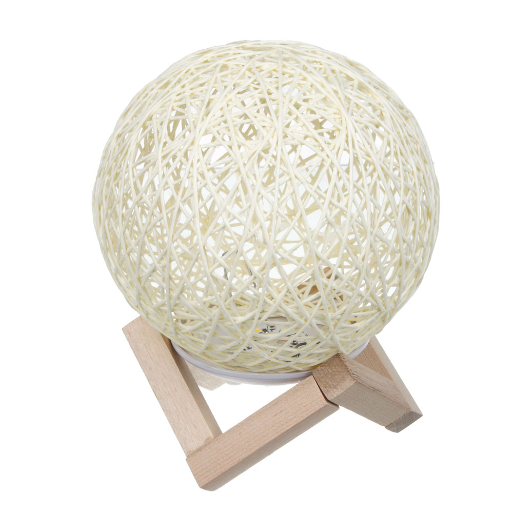 Светильник переносной настольный BY Орбита, LED, 18 см, USB 5В/1А, 3000К, дерево, пластик, бежевый, арт.№ 476-400