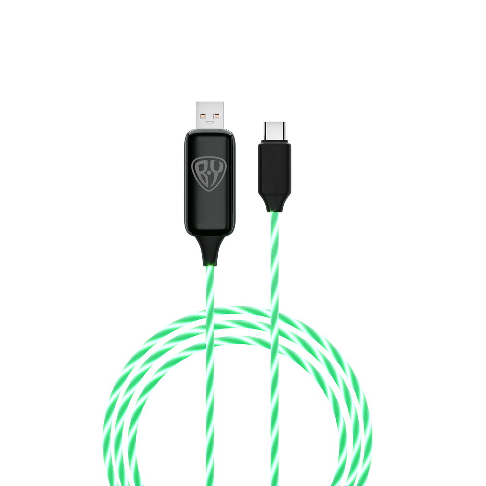 BY Кабель для зарядки Светящийся Ёлки Type-C, 1м, 2.4А, с LED подсветкой, арт.№ 931-105