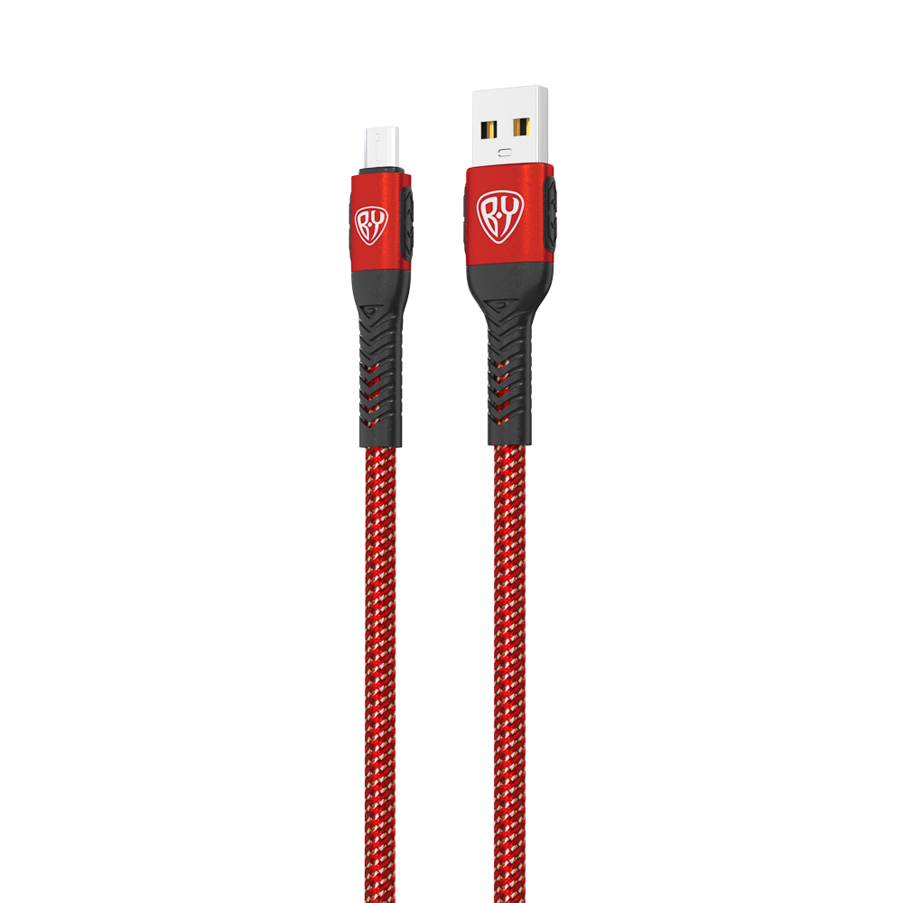 Кабель для зарядки USB(A)-microUSB BY Silky, 1м, Быстрая зарядка 3А, QC, PD 20Вт, тканевый, красный, арт.№ 931-063