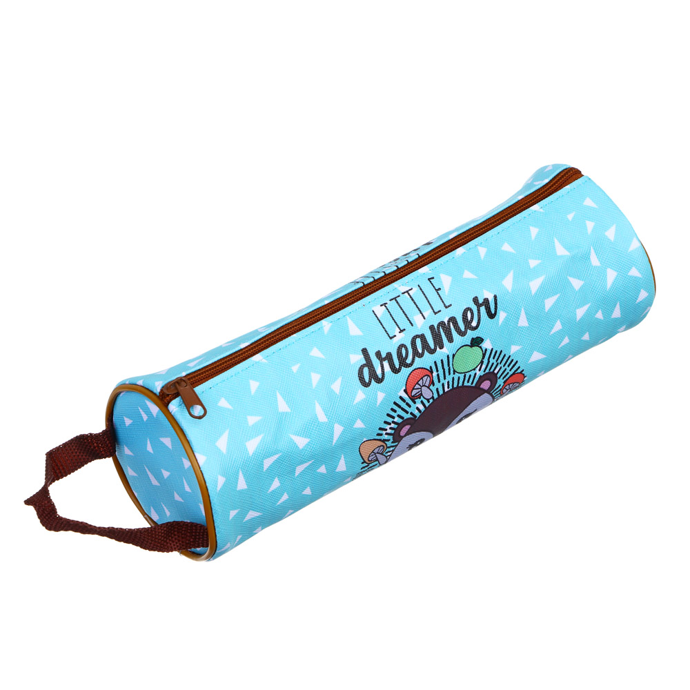 ЕЖИК Пенал мягкий круглый, 21х7х7см, ПВХ, с ручкой, с антисминаемым вкладышем, арт.№ 238-370