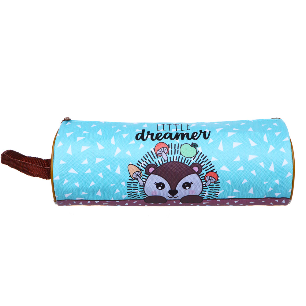 ЕЖИК Пенал мягкий круглый, 21х7х7см, ПВХ, с ручкой, с антисминаемым вкладышем, арт.№ 238-370