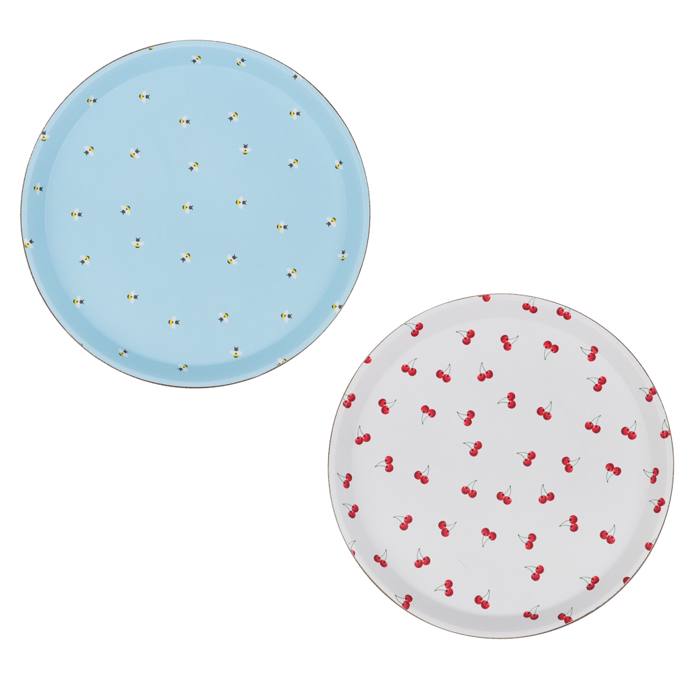 Поднос круглый с антискользящим покрытием тм Vetta Черри, d27,5см, 2 дизайна, арт.№ 862-456
