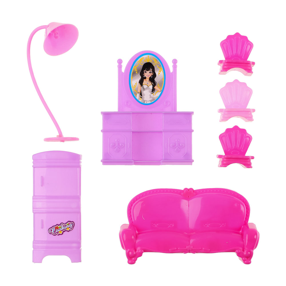 ИГРОЛЕНД Набор игровой "Минимир", мебель для куклы, пластик PP, PVC, полиэстер, 21х28х3см, 10 диз, арт.№ 294-152