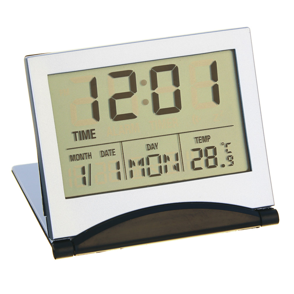 LADECOR CHRONO Будильник электронный + термометр, календарь, пластик, 6,2х7,2см, 1CR2025, арт.№ 529-126