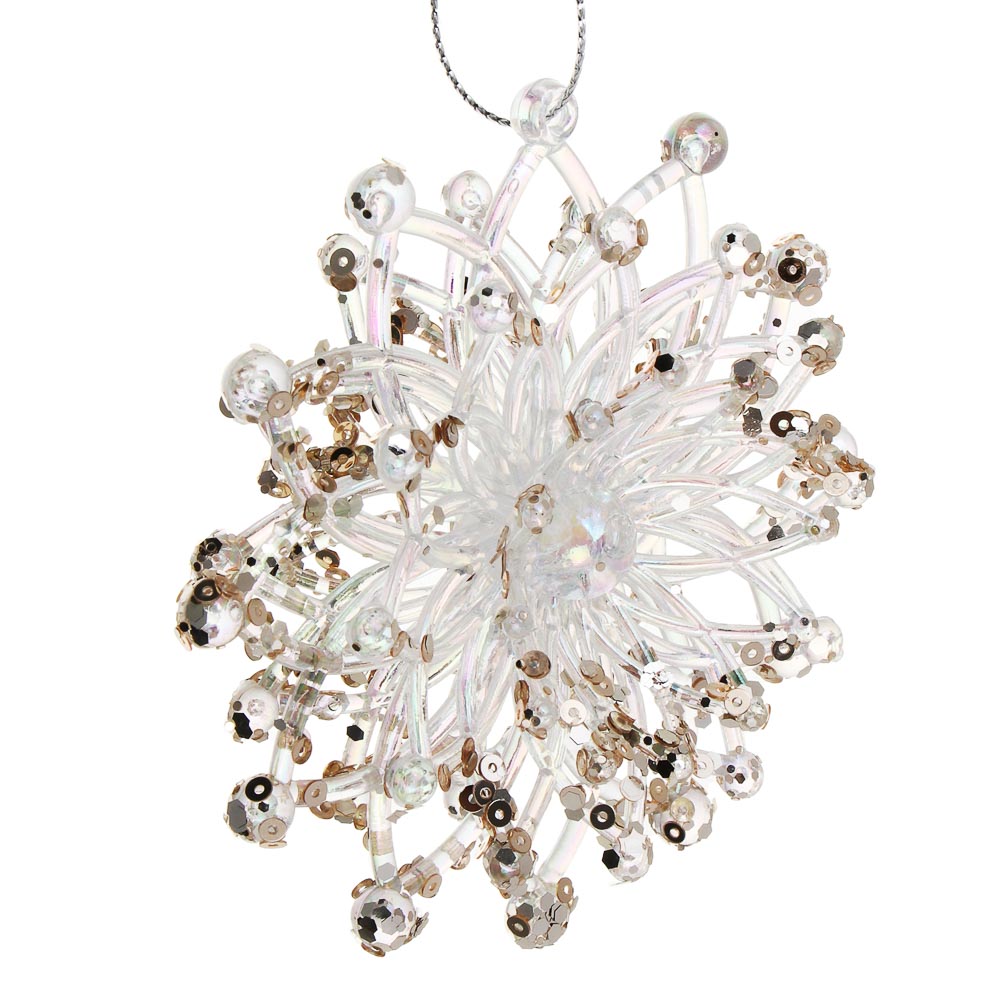 СНОУ БУМ Декоративная подвеска "Снежинка" 10 см, пластик, глиттер, арт.№ 397-456