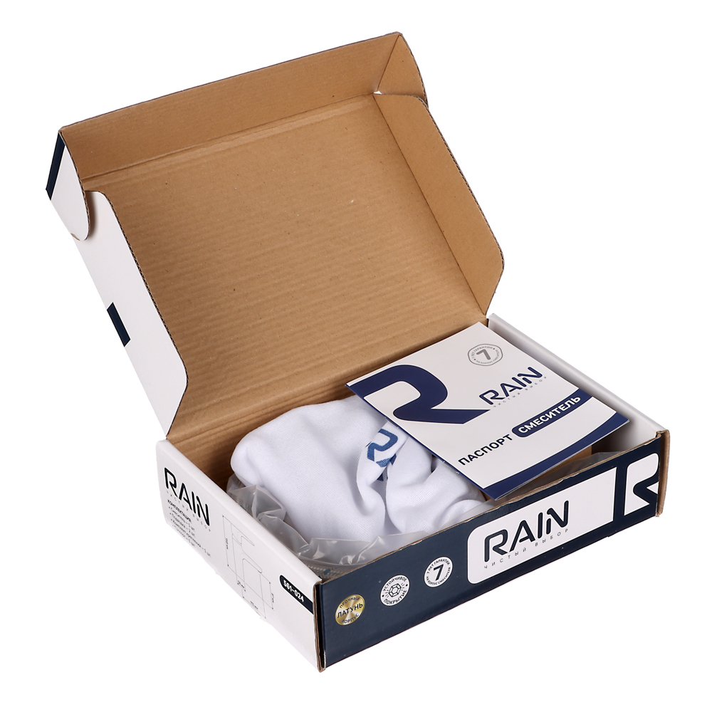 RAIN Смеситель для раковины Оникс, картридж 35мм, гайка, латунь, хром, арт.№ 561-024