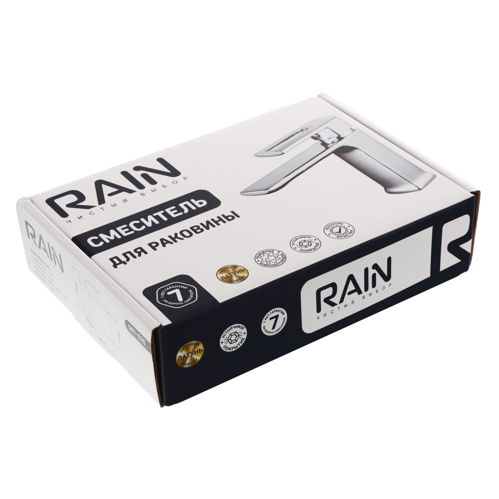 RAIN Смеситель для раковины Атриа, картридж 35мм, латунь, хром, арт.№ 561-025