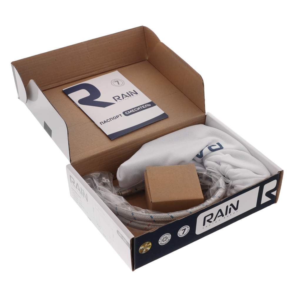 RAIN Смеситель для раковины Атриа, картридж 35мм, латунь, хром, арт.№ 561-025