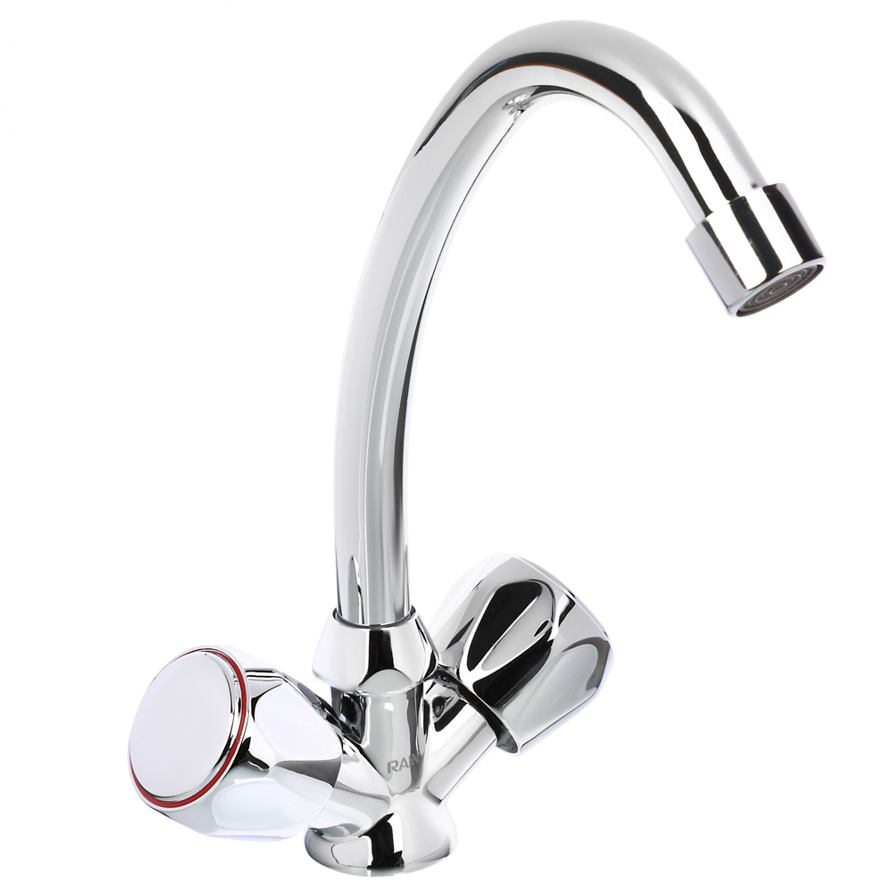 RAIN Смеситель для кухни, кран-буксы 1/2, гайка, латунь, хром, арт.№ 561-026