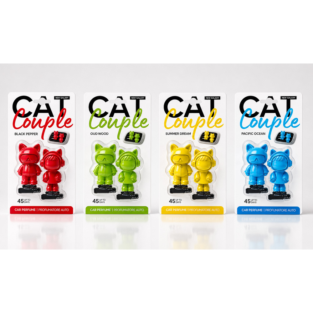 Ароматизатор на дефлектор тм NEW GALAXY Cat Couple,40 гр., Black pep., Oud w-d, Sum.dream, Pac.ocean, арт.№ 794-735