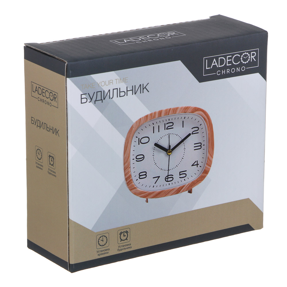LADECOR CHRONO Будильник, 12,3x10,6x3,8 см, 1хАА, пластик, арт.№ 529-327