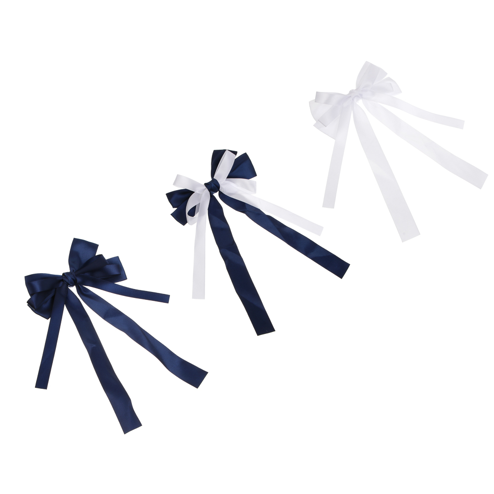 Бант атласный с лентами на заколке ЮНИLOOK 13 см, 3 цвета, текстиль, арт.№ 322-317