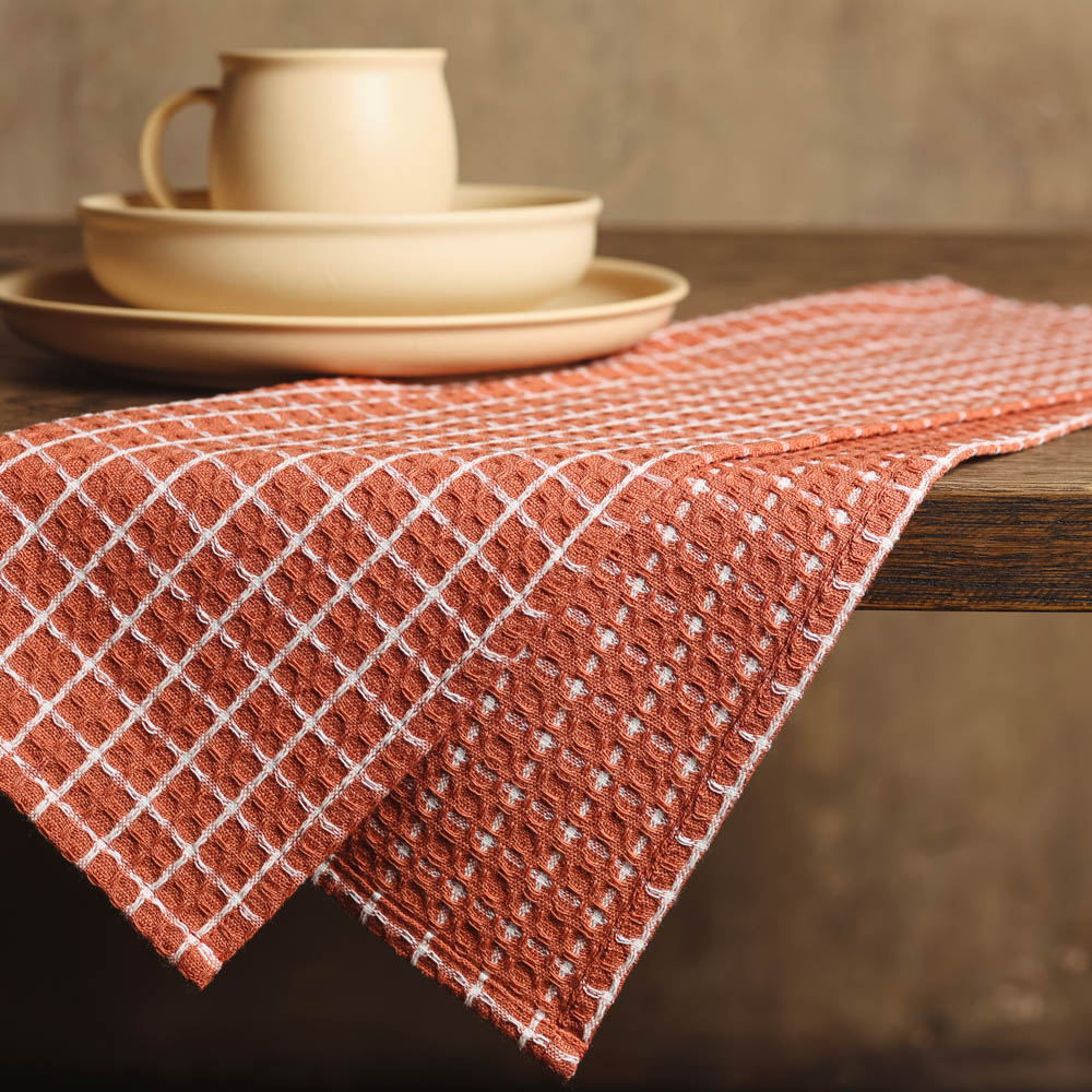 PROVANCE Терракота Полотенце кухонное вафельное, 40х60см, 100% хлопок, клетка, арт.№ 434-121