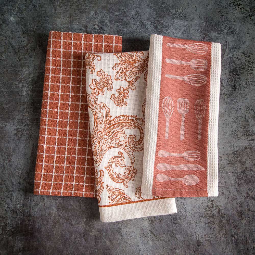 PROVANCE Терракота Полотенце кухонное вафельное, 40х60см, 100% хлопок, клетка, арт.№ 434-121