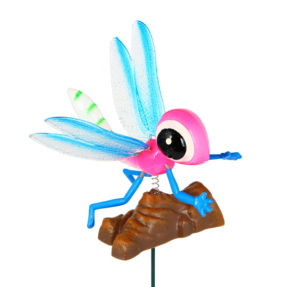 INBLOOM Фигурка на стержне 60см "Садовые букашки на бревнышке", PS, металл, 4 цвета, арт.№ 153-101