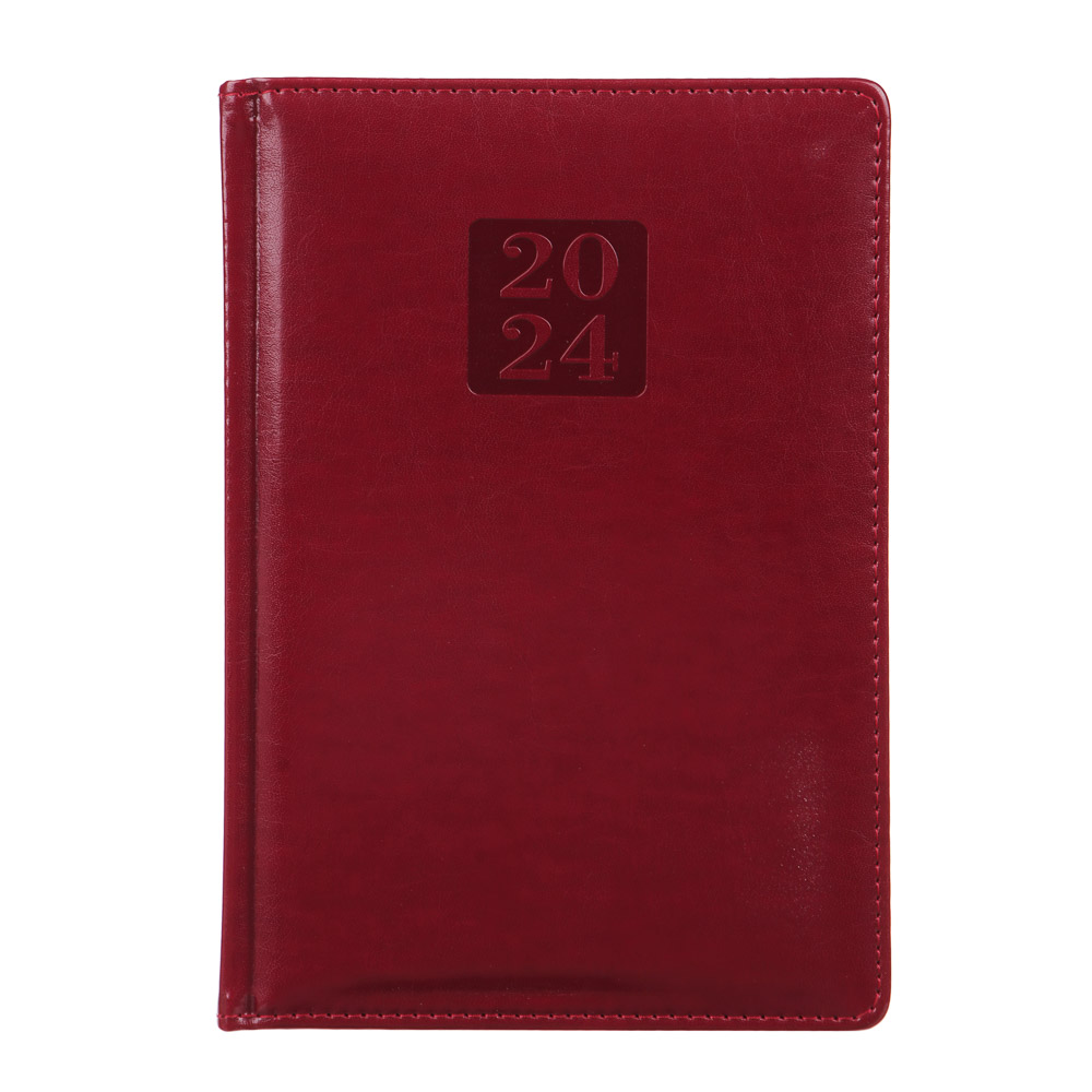 Ежедневник на 2024 "ПРЕСТИЖ" А5, 352 стр., тв.обл.с поролоном, иск.кожа, цв.срез, тонир.блок, красн, арт.№ 572-142