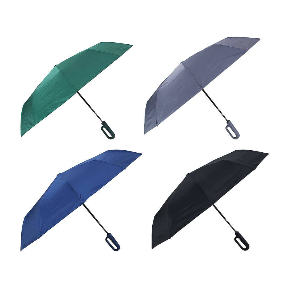 Зонт автомат, усиленный, ручка-карабин, стекловолокно, металл, пластик, ПЭ, винил, d103см, 10 спиц, арт.№ 302-399