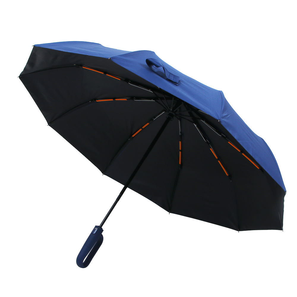 Зонт автомат, усиленный, ручка-карабин, стекловолокно, металл, пластик, ПЭ, винил, d103см, 10 спиц, арт.№ 302-399