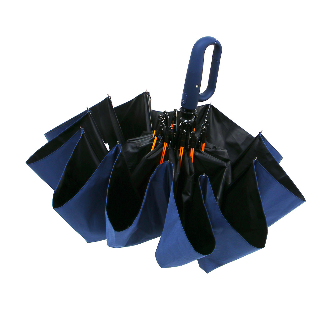 Зонт автомат, усиленный, ручка-карабин, стекловолокно, металл, пластик, ПЭ, винил, d103см, 10 спиц, арт.№ 302-399